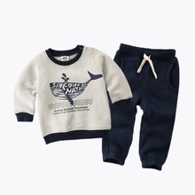 Коллекция года, зимний и весенний детский утепленный костюм бархатная футболка с капюшоном+ штаны для маленьких мальчиков и девочек комплект хлопковой детской одежды