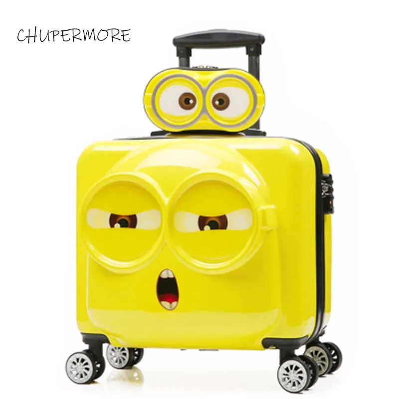 

Cute Children Minions Rolling Luggage Sets Spinner kids travel Bags Cabin Cartoon Trolley case Suitcase