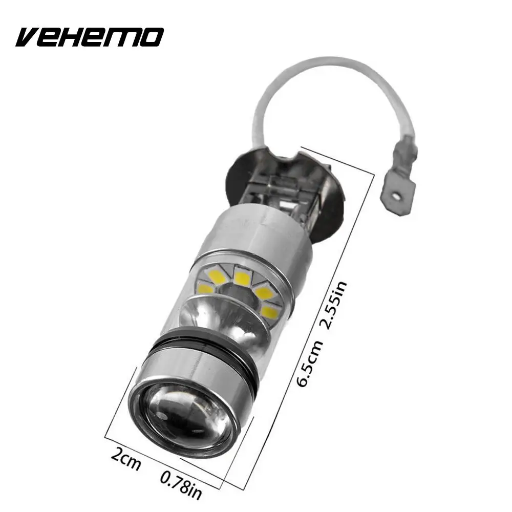 Vehemo 2 шт. 100 Вт H3 светодиодный туман светильник дальнего света лампы 12/24V противотуманных фар фары 10000LM белый 6000 К автомобильный головной светильник