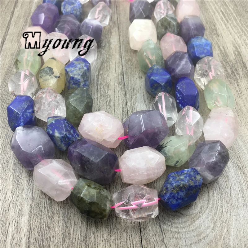 Faceted Nature Stone Drilled Beads,Crystal Quartz Nugget Beads For DIY Jewelry Making MY1564