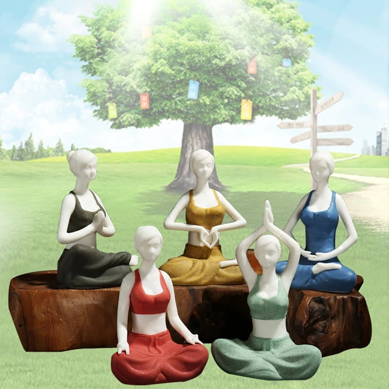 

Simple modern Yoga Ornament color sand Kung Fu Yoga ladies car accessories home decorations tea decorations
