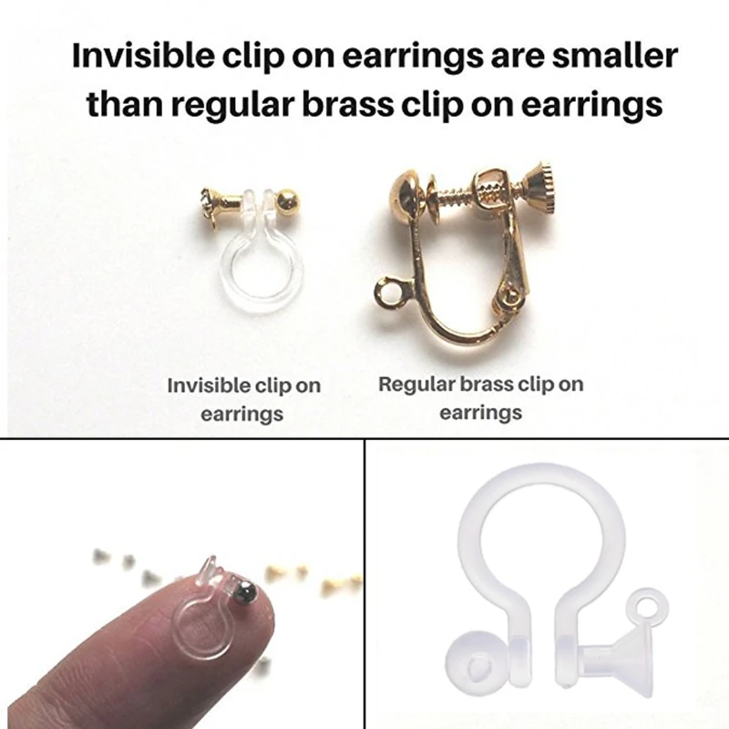 Comfortable Gold Invisible Clip on Earring Converters 