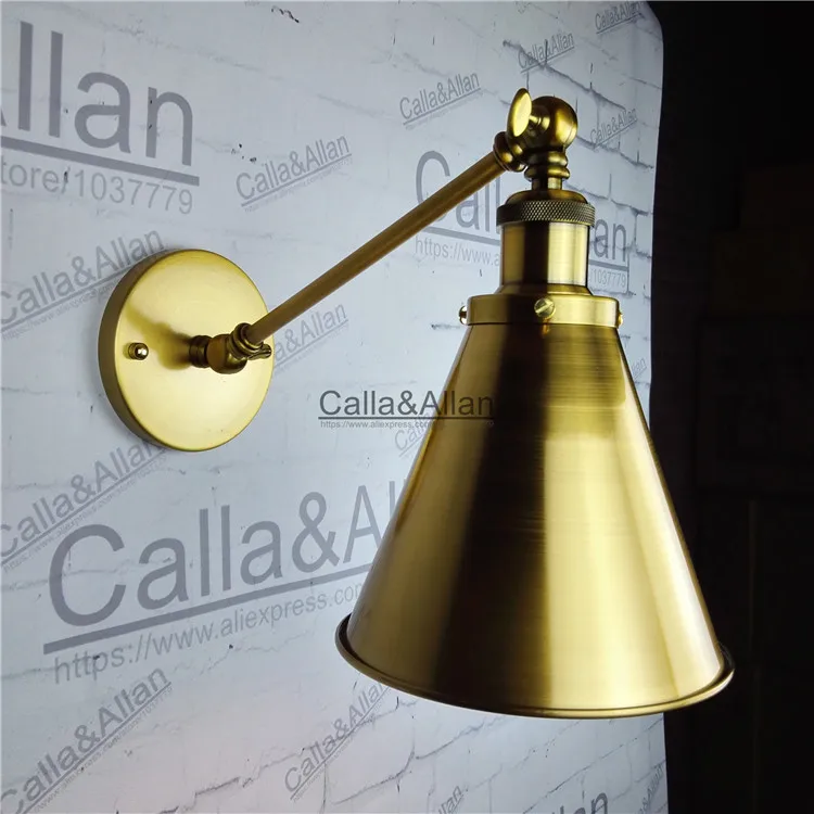 

Free shipping Retro Edison brass finished sconce E27 Vintage Loft Antique brass wall Lamp Fixture for home or shop decoration
