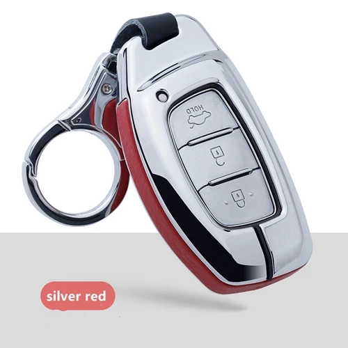 Высококачественный чехол для ключей для hyundai Creta I10 I20 Tucson Elantra Santa Fe IX35 Fob, аксессуары для смарт-ключей - Название цвета: silver red