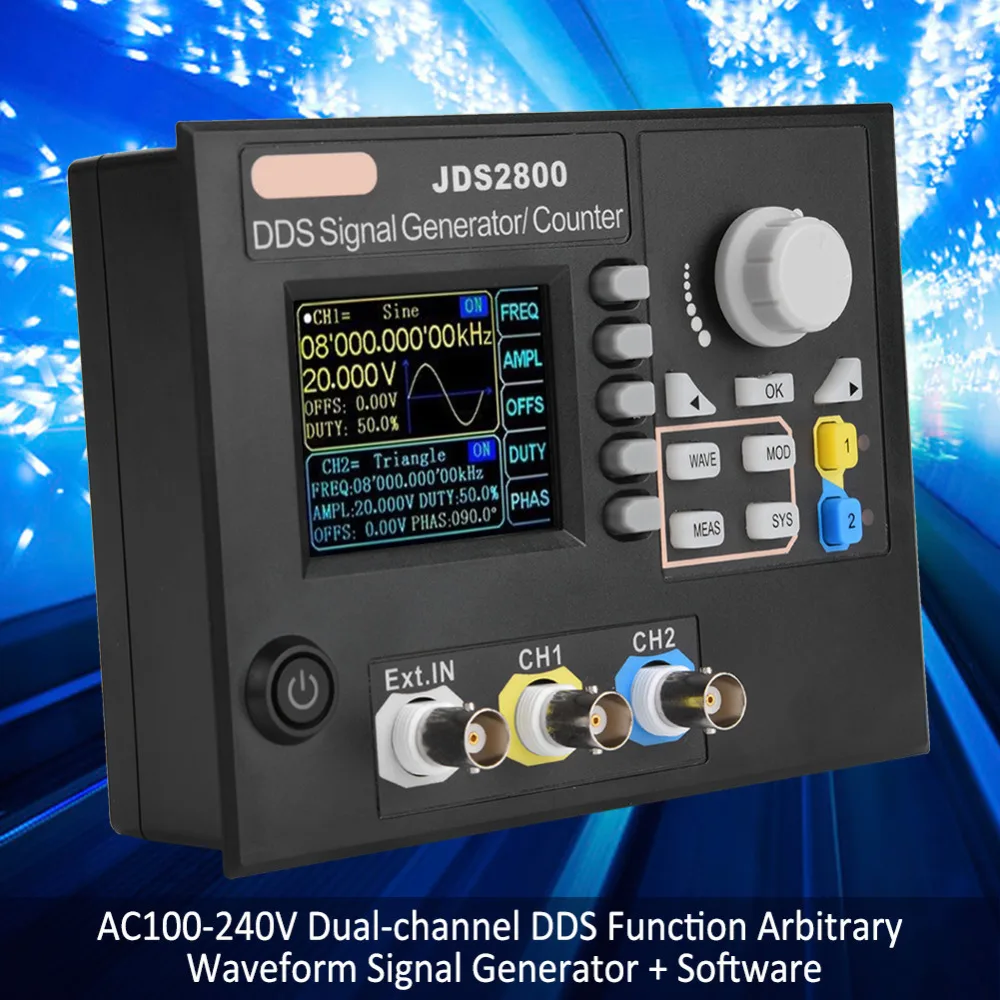 JDS2800 15 МГц двухканальный DDS функция генератор сигналов AC100-240V генератор сигналов произвольной формы с программным обеспечением источник сигнала