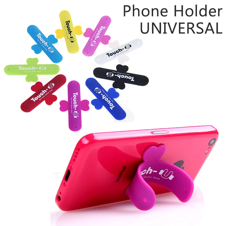 10Pcs/Lot Mini Touch U One Touch Silicone Stand Finger Rings Universal Portable Phone Holder For iPhone 6 5s 7 Samsung Tablet PC