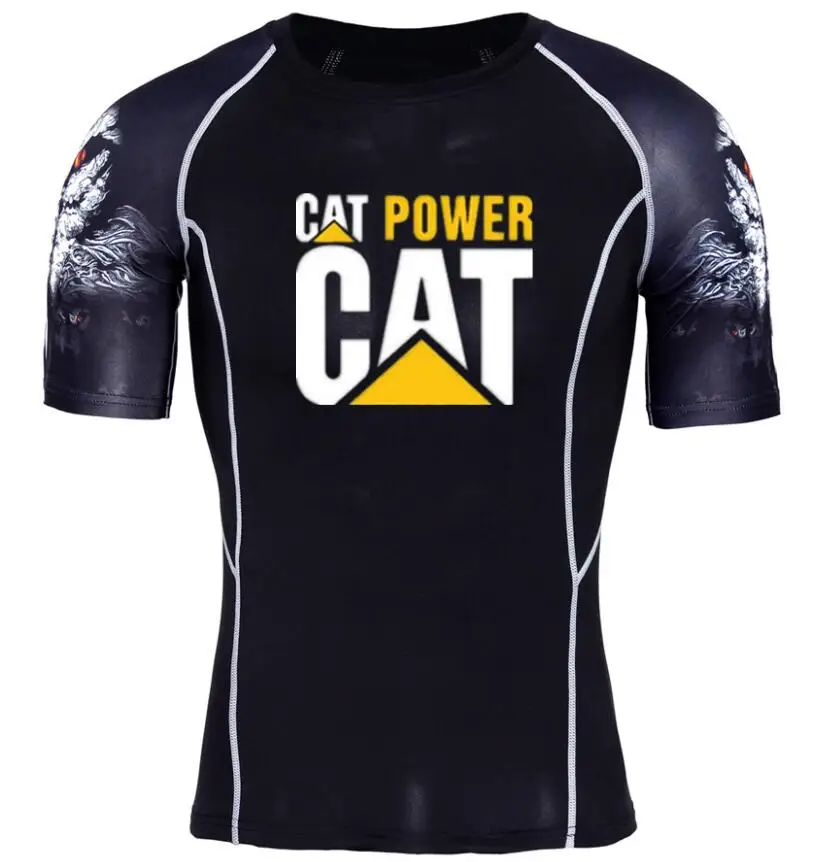 

CAT Caterpillar power logo Men's T Shirt Summer Fashion Round Neck Clothing Short Sleeve Compressione Bodybuilding t Shirt 4XL