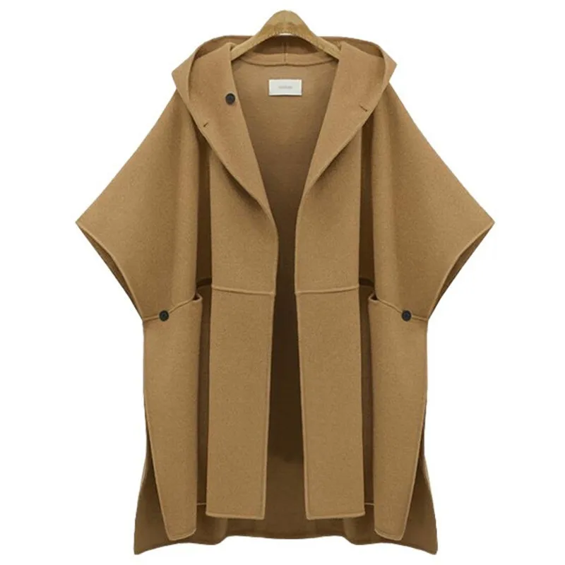 Ruiyige Plus Size 2018 Autumn Winter Coat Women Wool Blend Pocket Hoodies Overcoat Jacket Long Loose Coat Hooded Outwear XL-5XL