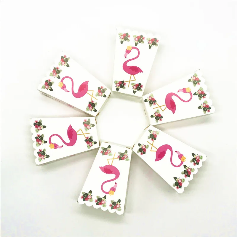 

Cute Flamingo 6pcs/lot Paper Popcorn Box Baby Shower Kid Girl Birthday Party Flamingo Snack Box Wedding Candy Gift Box Supply