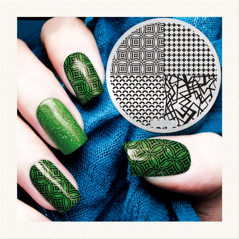 1 sheet3D Nail Sticker Tree Characters Floral Geometry Pattern Stamping Charms Bronzing Blue Gold Silver Art Transfer Decal | Красота и