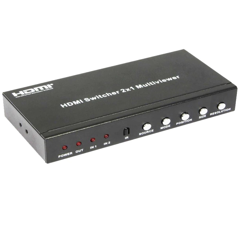 HDMI MultiViewer 2X1 con PIP Schermo HDMI splitter Scaler 1X2 con RS232 di controllo per sostenere 1080 p