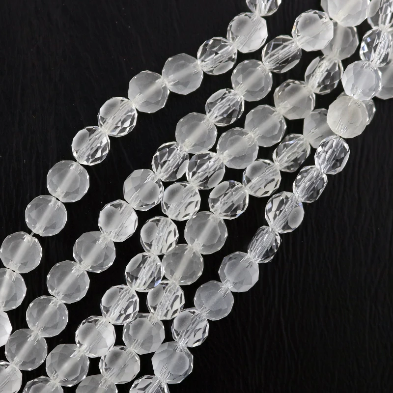 Free Shipping 350pcs 8mm White Flat Round Crystal Glass Beads Charm