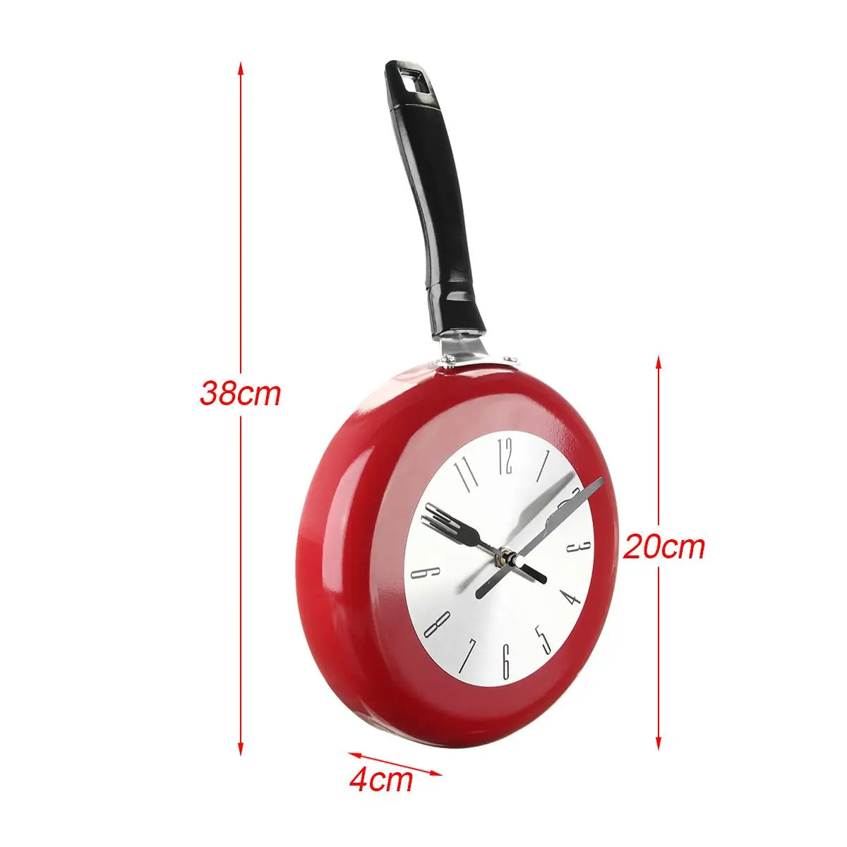 8 дюймов сковорода дизайн подвесные настенные часы кухонный металлический часы для новизны искусство домашние украшения для комнаты черный/белый/красный