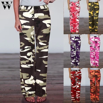 

Womail Women Pants Camouflage Print Pocket Sweatpants Harem Camo Pants Drawstring loose long pant Mujer Female High Waist J74