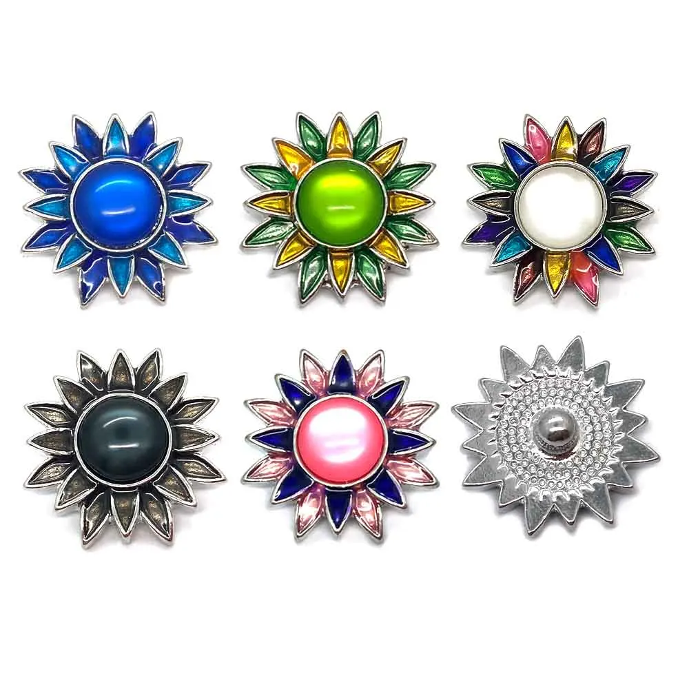 

Wholesale w003 flower 18mm 20mm rhinestone metal button for snap button Bracelet Necklace Jewelry For Women Silver jewelry