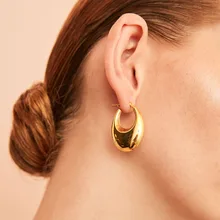 Уникальный дизайн CCB полимерные блестящие Позолоченные полые овальные серьги-кольца для женщин Западный шик короткие корейские серьги Brincos