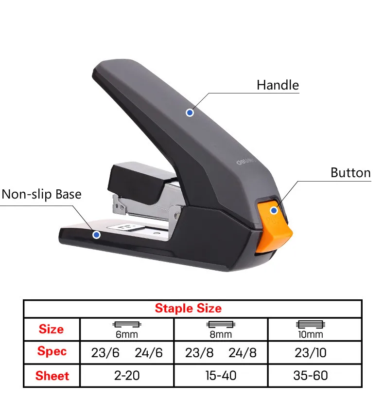 DELI степлер студенческий стандартный степлер школьный офисный бумажный скрепляющий степлер сверхмощный степлер Papeleria Y Oficina переплет питания