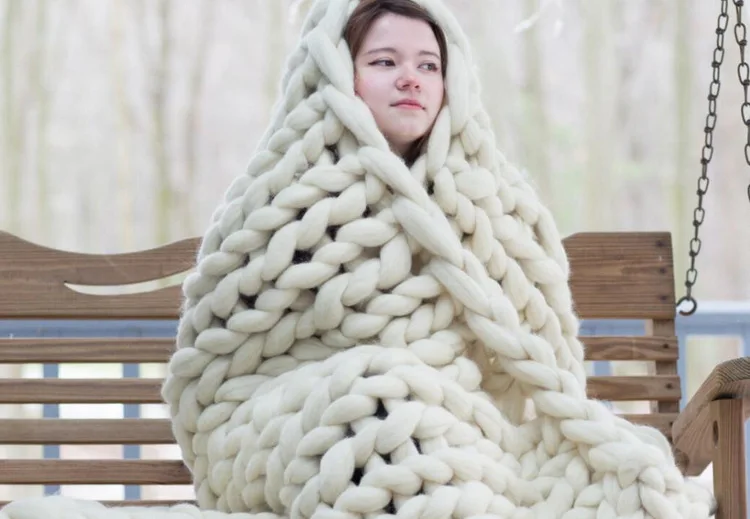 

Big Rope Acrylic Wool Blanket Knit Crochet Braid Iceland Luxury Throw Blanket Photography Props Backdrops Sleeping Bed Wrap