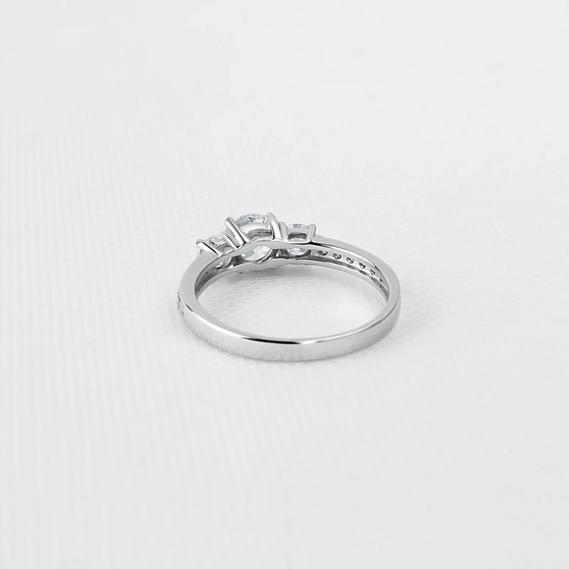 Обещание любимого кольца с круглой огранкой, синтетический Sona, подарок, ювелирное изделие, 925 пробы, серебро, 3 камня, кольца для женщин, кольцо вечности, бижутерия
