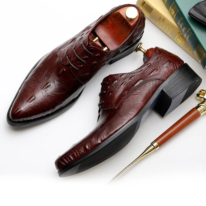 Homens Formal Black Marrom Preto brown Heinrich Sapatos Qualidade De Homme Negócio Do Chaussure Se Masculinos Couro Vestem 2018 Dos Genuíno Top Mariage RRgBO