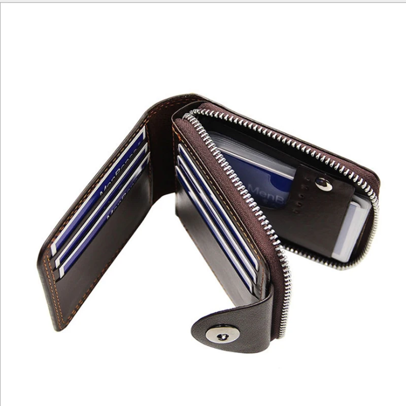 

New wallet men's short design Large capacity multi-card wallet clutch Multi-function box type zipper fashion short purse wallet