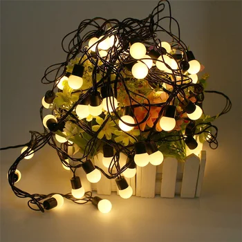 

Outdoor 5M 50pcs Ball Led Christmas String Light Black Wire Fairy String Garland Globe Ball Wedding Lamps Decoration 110V 220V
