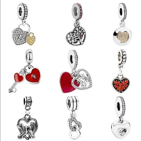 Свежий стиль замок сердце кристалл шармы Бусины Fit Pandora Браслеты для женщин DIY