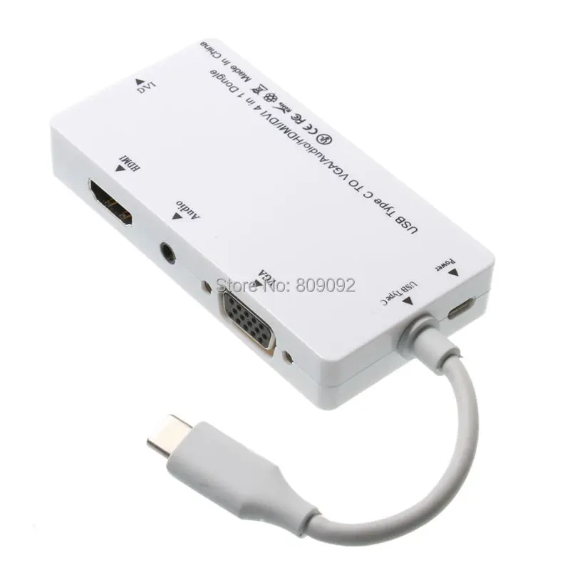 USB 3 1 Type C to VGA HDMI DVI Audio Female 4in1 Adapter Cable Converter for