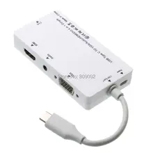USB 3.1 Type C to VGA HDMI DVI Audio Female 4in1 Adapter Cable Converter for MacBook 2015/2016 MacBook Pro