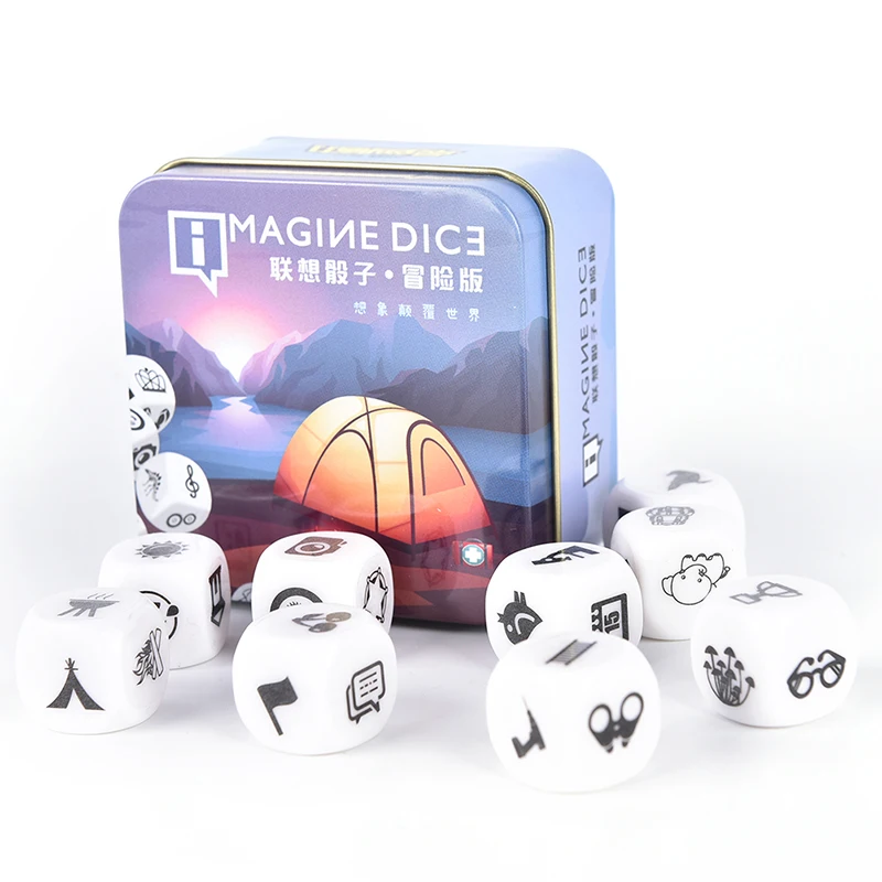 

1 Case Story dice story dice game look picture telling a story white cubes with box for family fun party board game