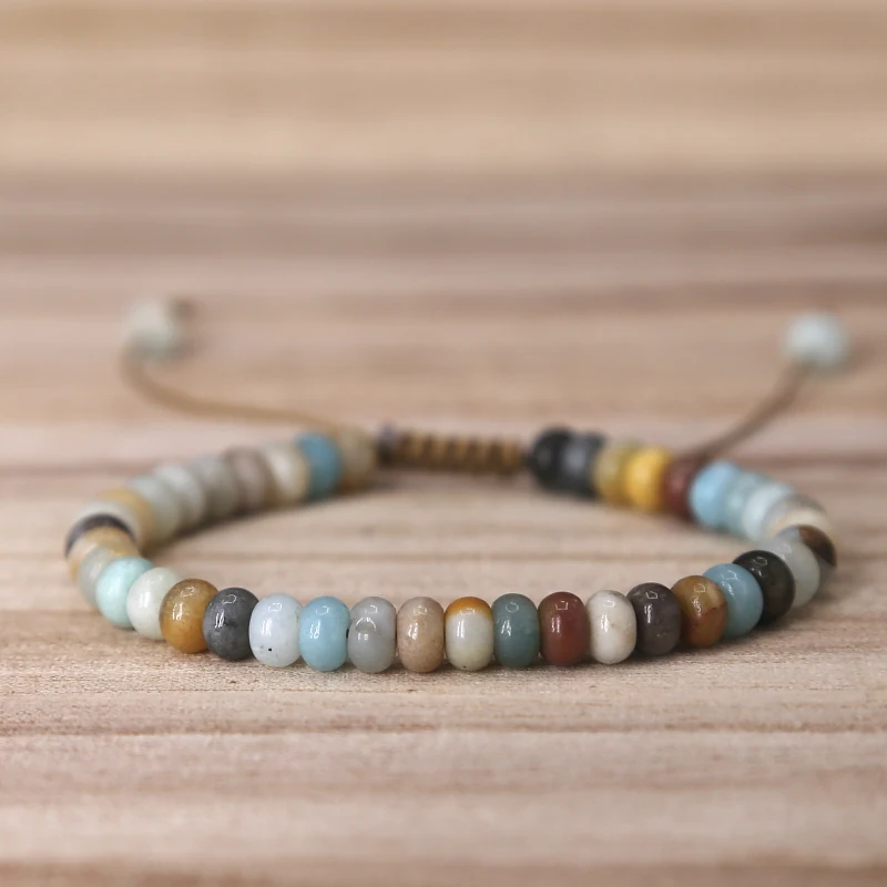 

Lovely 4*6mm Abacus Beads Amazonite Stone Bead Bracelet For Women Girls Lucky Friendship Bracelet Lovers Couples Creative Gifts