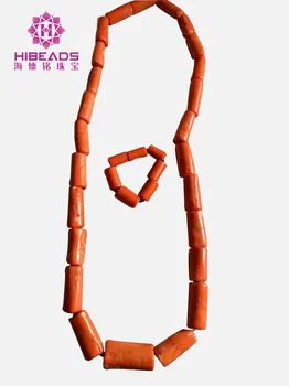 

Nigerian Men Coral Beads African Coral Necklace Bracelet Wedding Jewelry Set for Groom Man Jewelry Set Free Shipping CNR822