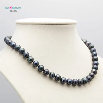

Free shopping! new Nice 8-9mm Black Tahitian Natural Pearl Necklace 18"