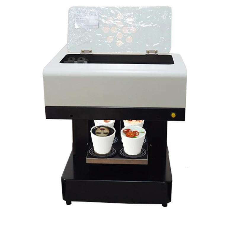 

Vilaxh 4 Cup 3D Digital Continuous coffee printer Edible Ink Latte Ripples Coffee Selfie Art Printer