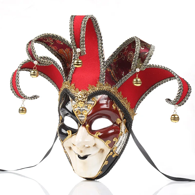 New Art Simple Small Bell Decoration Cosplay Festive Party Xmas Fancy Dress Party Venice Full Face Halloween Mask