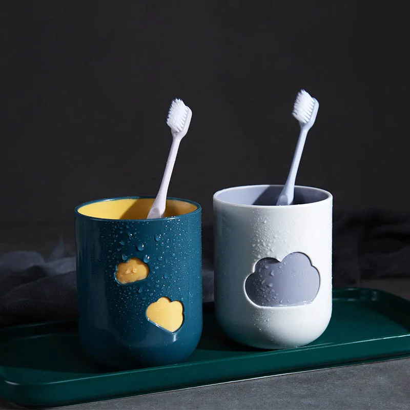 

Toothbrush Cup 1Pcs Plastic Cloud Pattern Wash Tooth Mug Durable Big Mouth Couples Cups Environmental Friendly Bathroom Supplies