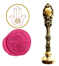 Hamsa Hand Custom Picture Logo Luxury Wax Seal Sealing Stamp Brass Peacock Metal Handle Gift Set