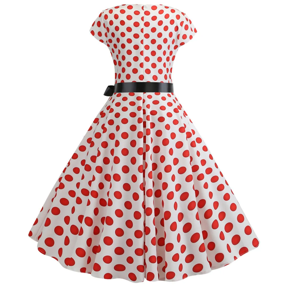 Polka Dot Print Summer Dress Vintage Women 1950s 60s Swing Rockabilly ...