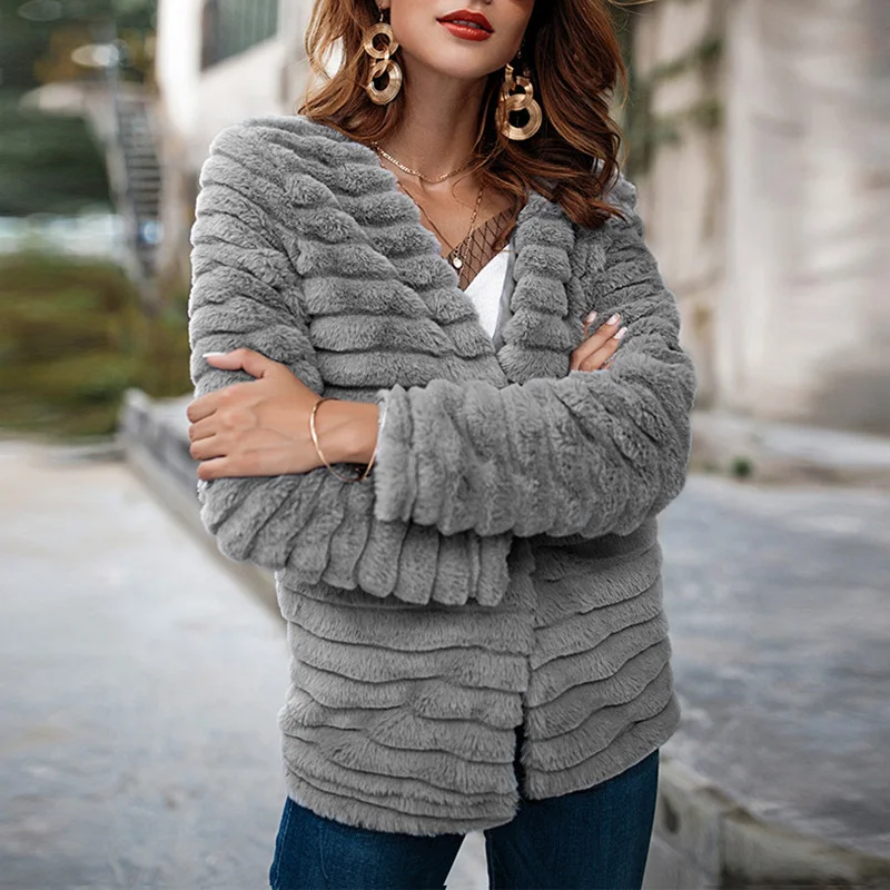Fourrure Hiver En Veste Solide 2018 Femmes Casual Faux Cardigan Femme Manteau Argent Femelle De Vestes Peluche Moelleux wnX1x0XE8q