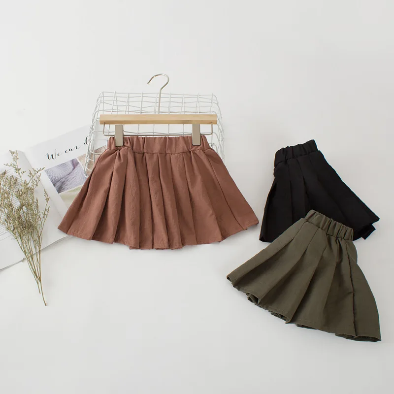 Baby Girl Tutu Skirts Autumn Baby Clothes Kids Princess Girls Skirt Pleated Pettiskirt solid color Kawaii school Skirts dropship (3)