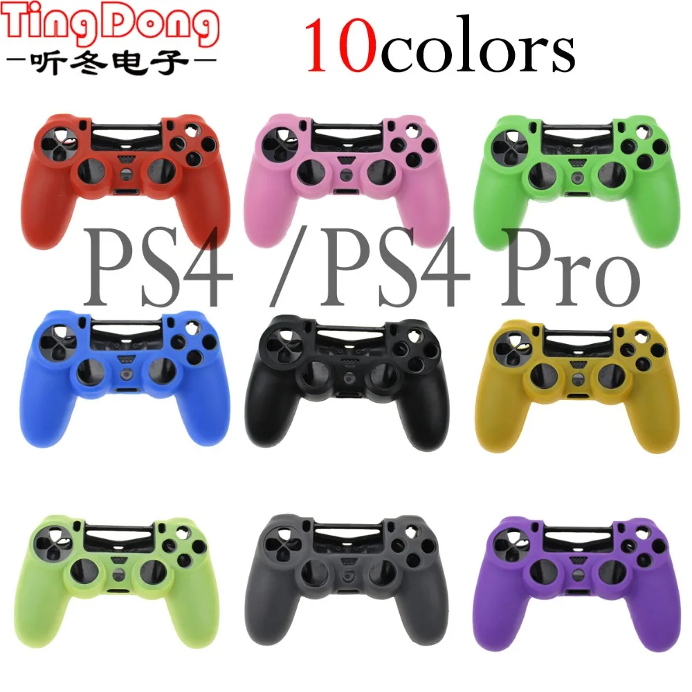 

Soft Silicone Rubber Case Cover For Play Station Dualshock 4 PS4 DS4 Pro Slim Controller Skin + 2 Thumb Stick Grips Caps