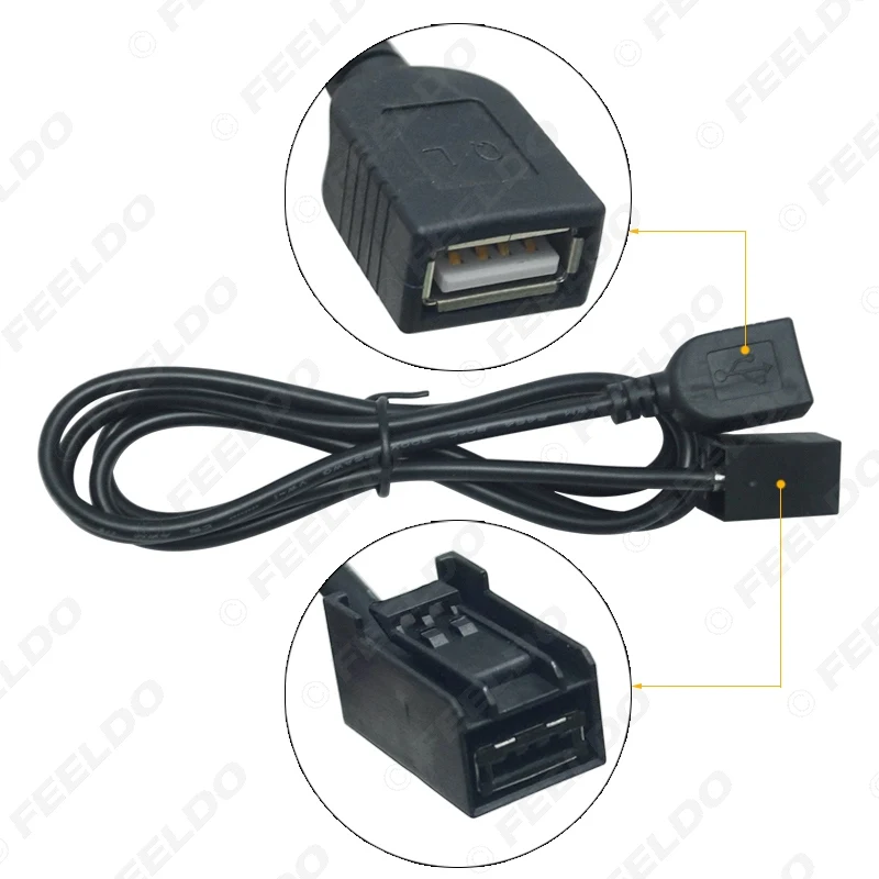 Автомобильный AUX USB кабель FEELDO 10X адаптер штекер гнездовой порт удлинитель для