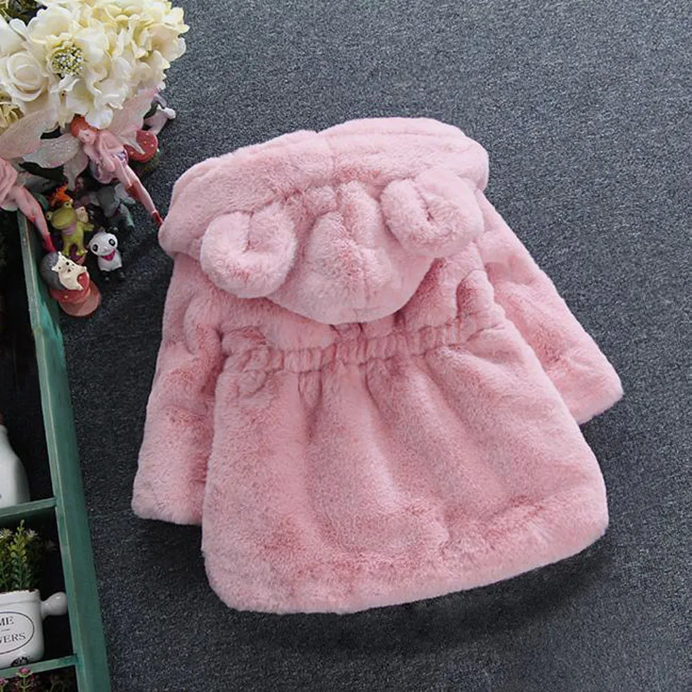 Kids Baby Girl Bunny Winter Hooded Coat Cloak Jacket Warm Outerwear Clothes New Year Costume Kids Clothes