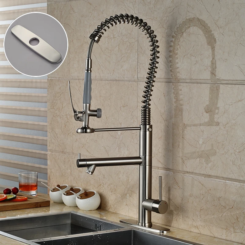 Chrome Finish Pull Down Kitchen Faucet Single Handle with Hole Cover Plate Free Kitchen Mixer Taps