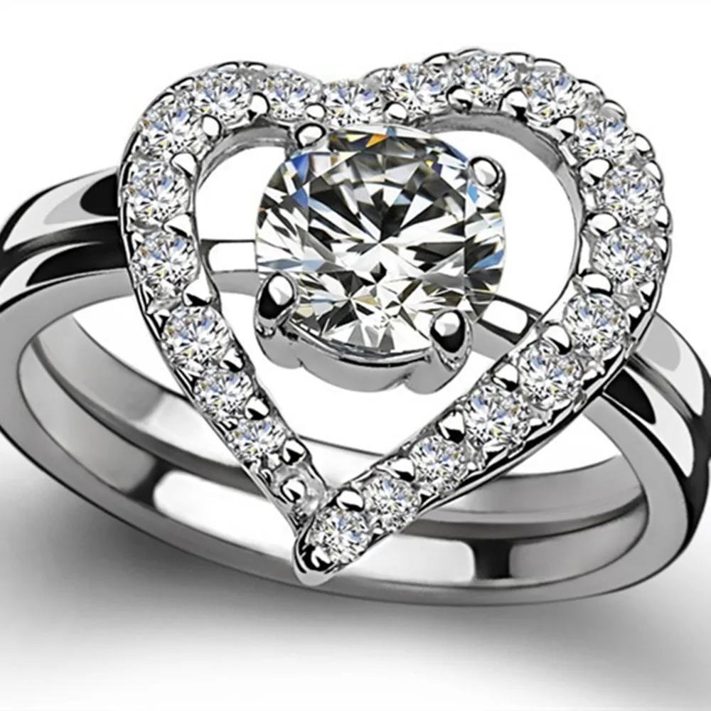 threeman genuine moissanite diamond heart shape 05ct engagement rings set solid 18k white gold wedding - Heart Shaped Diamond Wedding Ring threeman genuine moissanite diamond heart shape 05ct engagement rings set solid 18k white gold wedding - Heart Shaped Diamond Wedding Ring