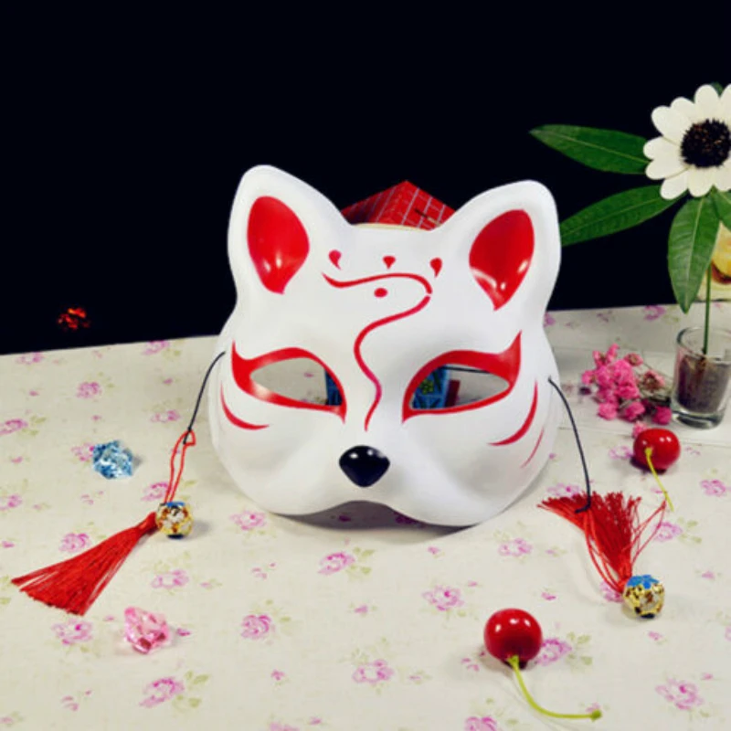 Мода Аниме Half Face Fox Mask ручная роспись Kitsune Хэллоуин вечерние Косплей 1 шт