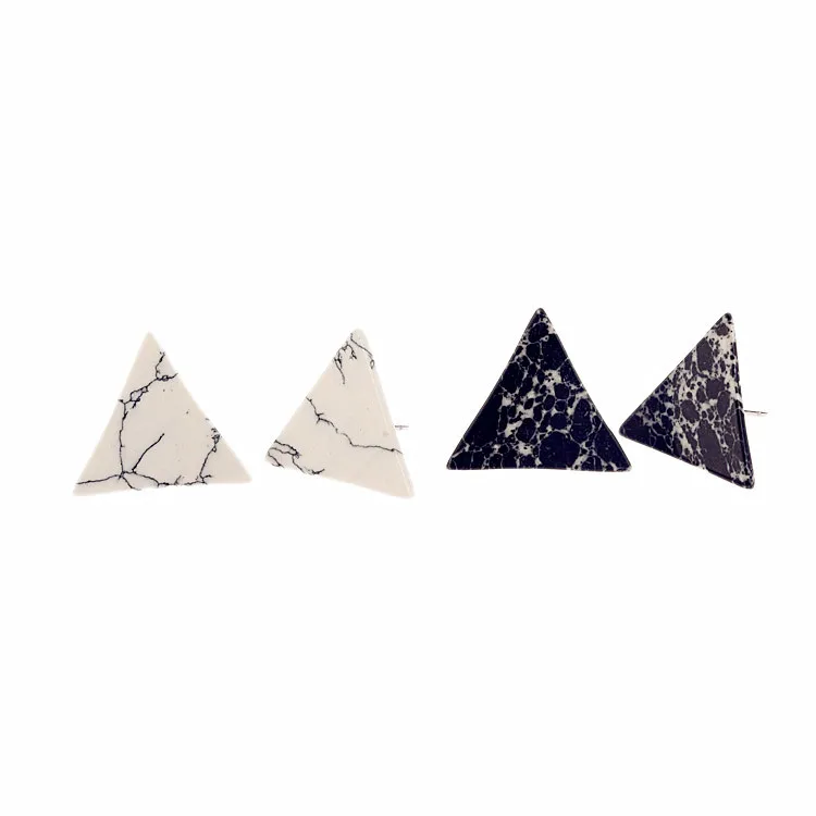 

New simple triangle marble stud earrings Small Punk fashion design geometric earrings for women and girls harajuku jewelry