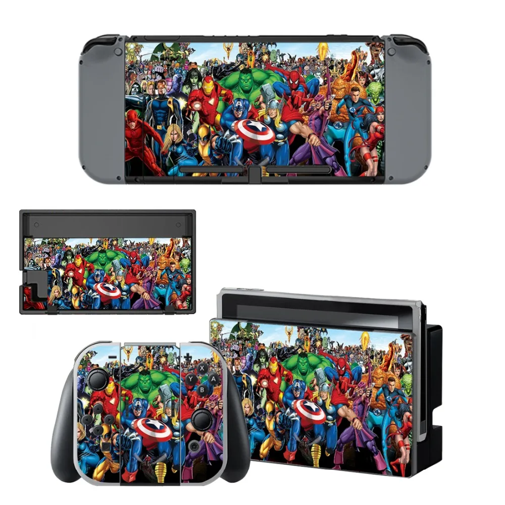 

Avengers Spiderman Decal Vinyl Skin Protector Sticker for Nintendo Switch NS Console + Controller + Stand Holder Protective Skin