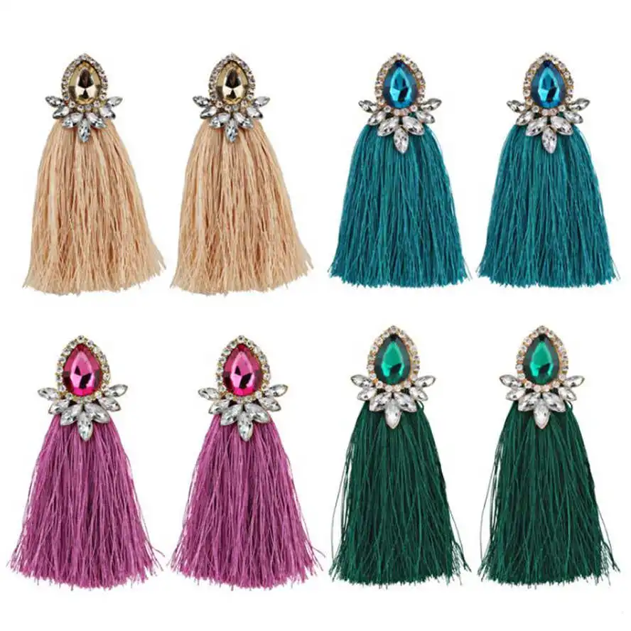 

Hot Bohemian Brand new Wedding Colorful Drop Earrings Women Female Fashion Dangle Jewelry Statement Long Earrings Jewelry gift