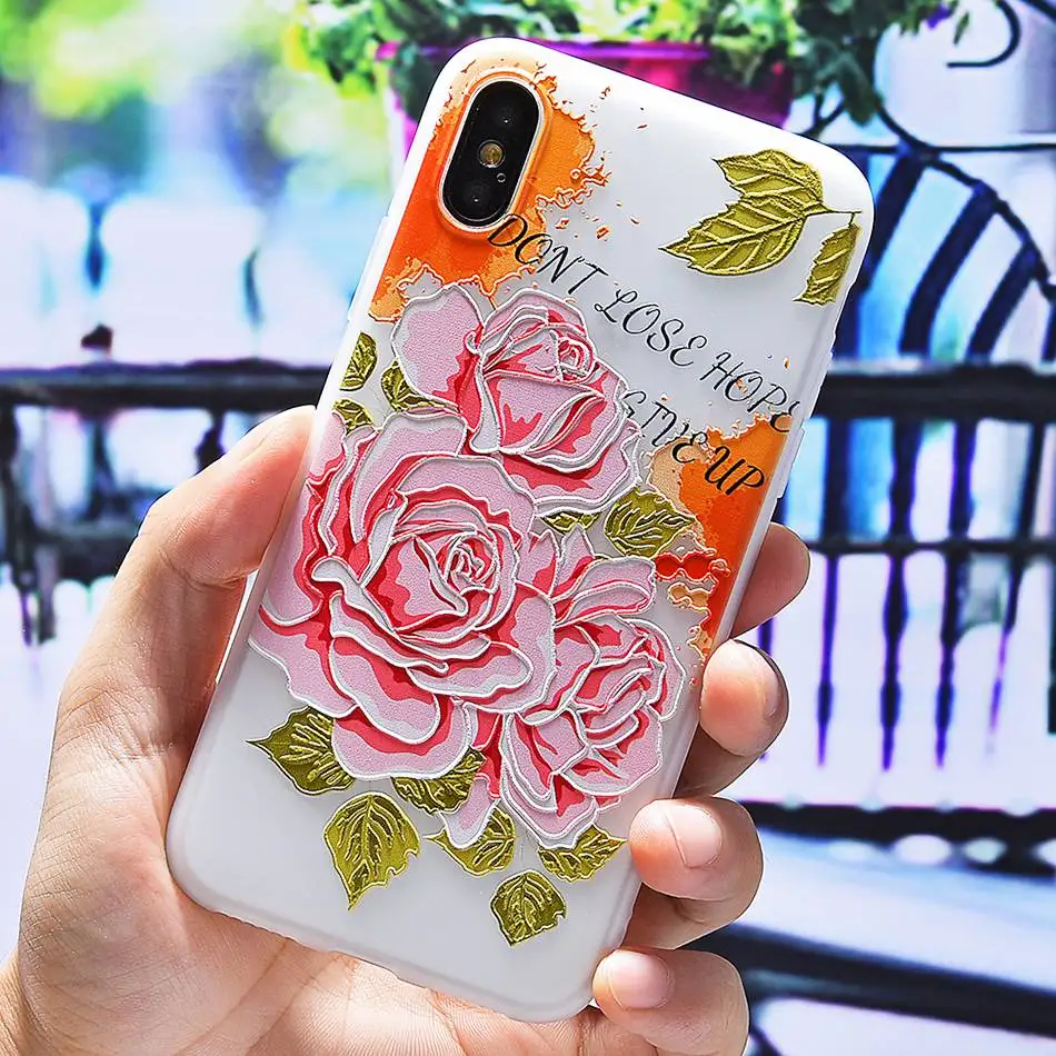 3D Silicone Relief Floral Case For iPhone XS Case For iPhone 2018 XS Plus Soft TPU Flower Matte Case Cover Phone Cases On        (28)